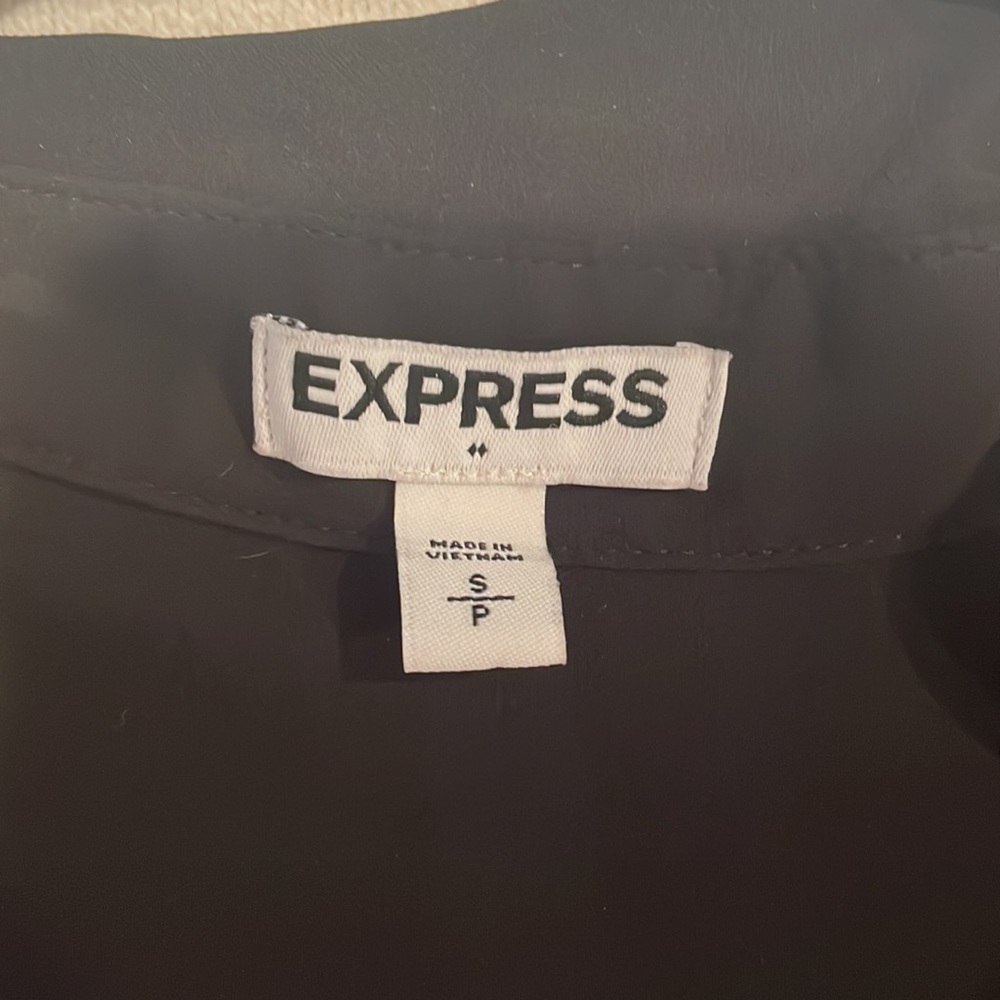 Black Express Sheer Button Down Blouse Chiffon - image 3